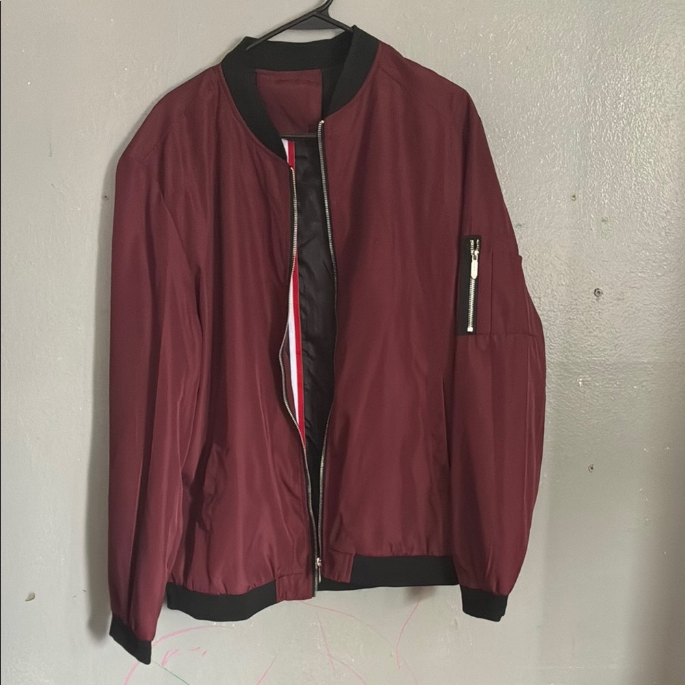 Men's Burgundy Bomber Jacket